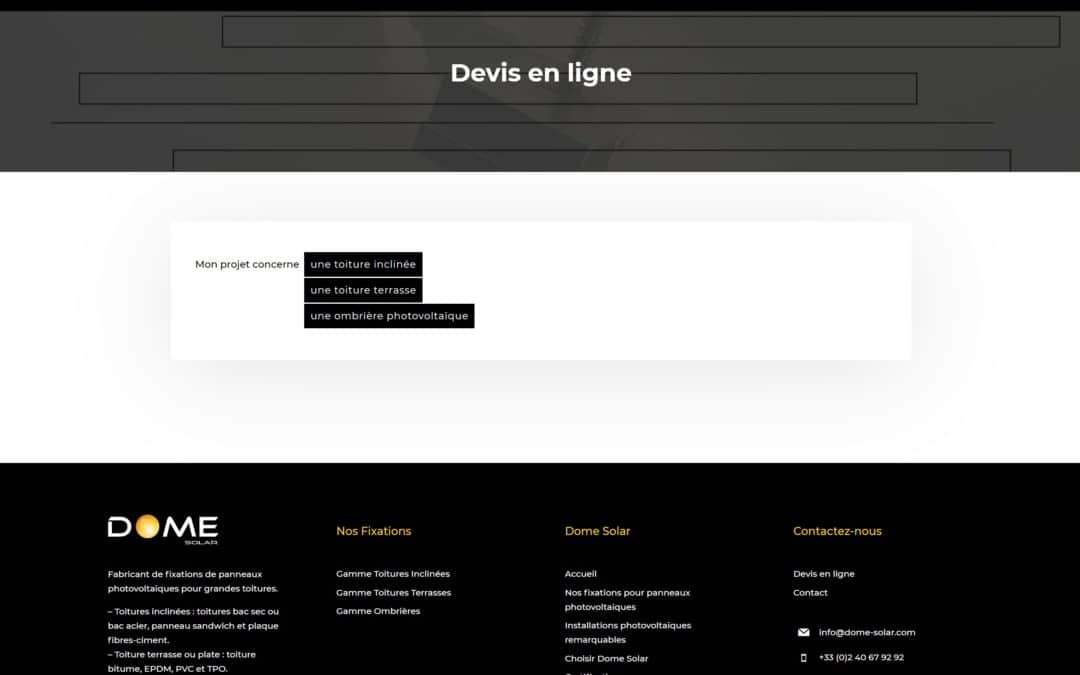 Devis en ligne dome solar - Formulaires détailles
