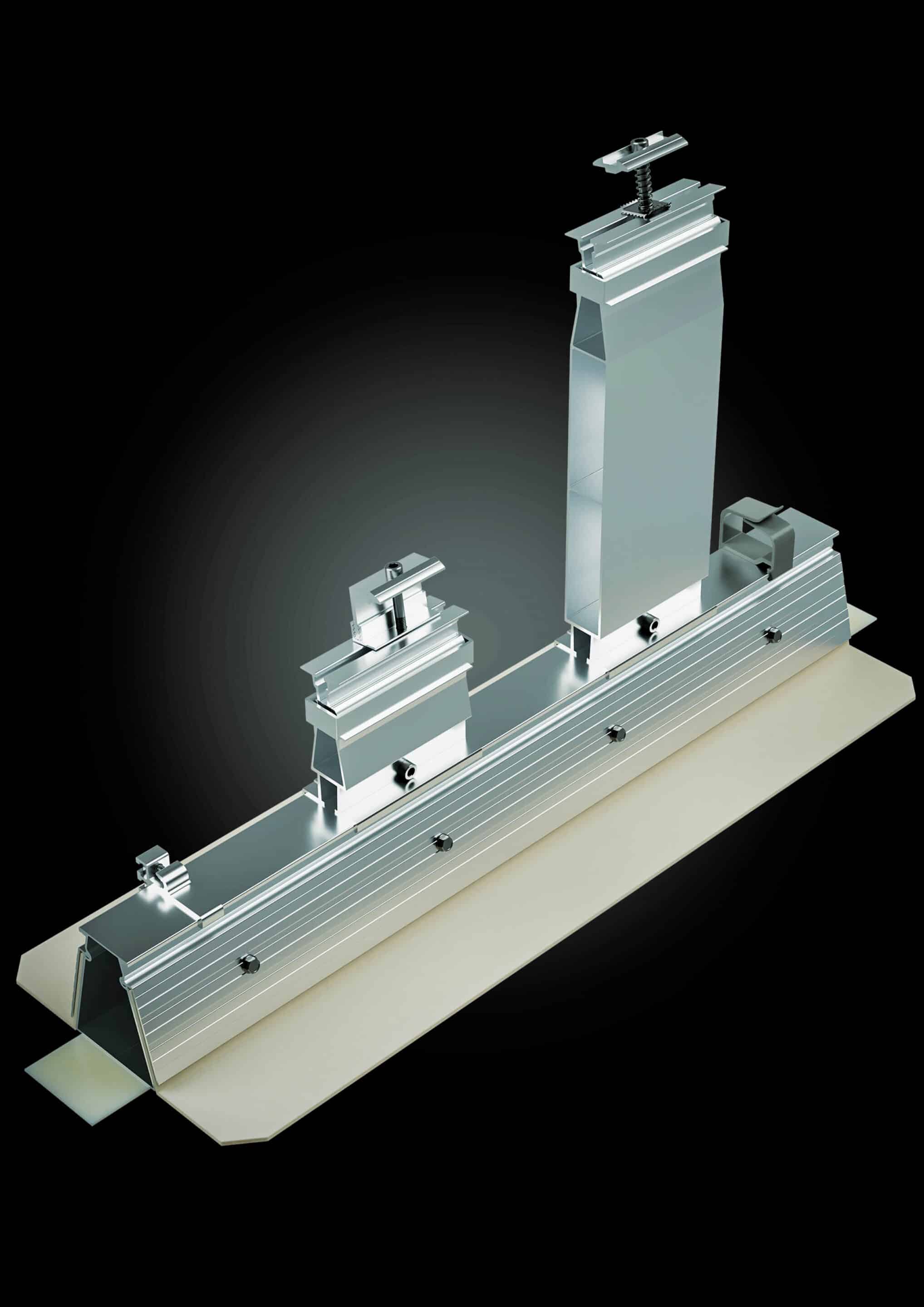 Roof Solar Bitume fixation haute et fixation basse assemblage visuel 3D