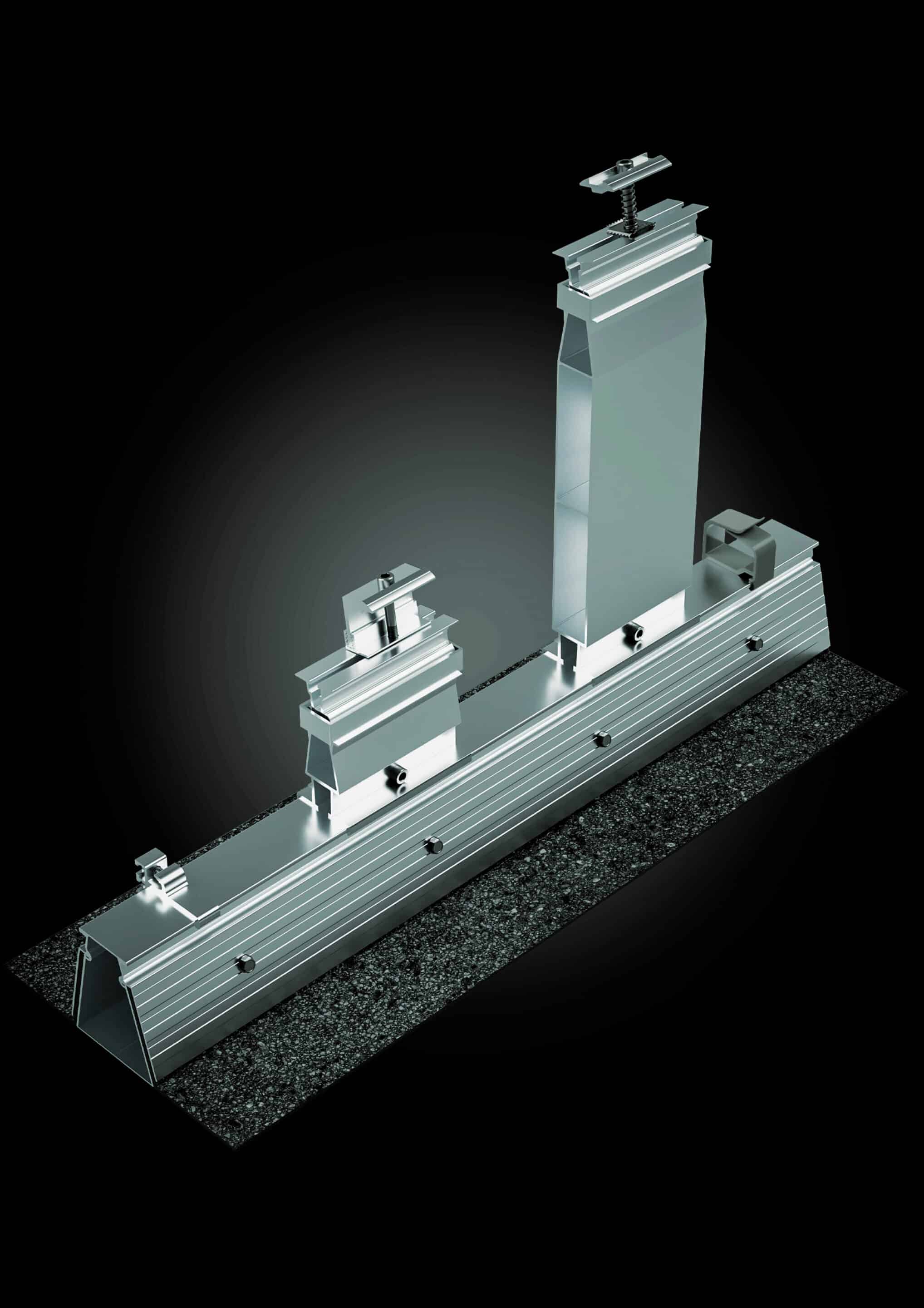 Roof Solar Bitume fixation haute et fixation basse assemblage visuel 3D